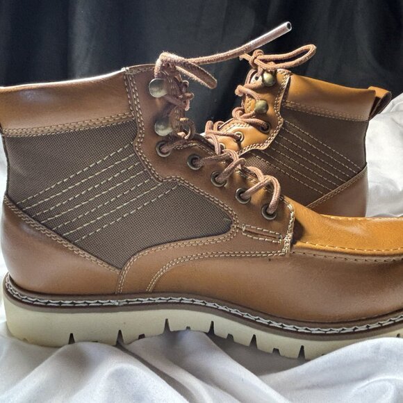 Steve Madden Men’s Brown Lace-Up Workwear Boots – Size 8M – Rugged Lug Sole - Picture 4 of 7